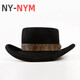 NY-NYM Four Seasons Men's Hat Sheep Felt Hat Concave Top Solid Color Sheep Felt Gentleman Hat Ribbon Decoration Wool Felt Jazz Hat Black 58cm
