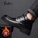 Millies Top Cose Cowhide Boots à l'épreuve du froid Martin Bottes de coton décontractées pour hommes Bottes en cuir chaud U1369 Black 42 masculin 42