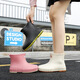 Fashionable Japanese rain boots for women wearing short tube rain boots for outdoor work waterproof and non-slip shoes rubber shoes flat sole pull-toe shoes apricot color 36
