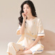 Odifen 100% Baumwoll antibakterielle Anti-Mitentiten Frauen-Pyjama Frauen reines Baumwoll kurzärmelige Heimkleidung Set Starry Sky Aprikosen L.