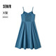 森马连衣裙女显瘦V领吊带裙年收腰裙子礼服简约长裙107424114025