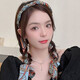 Suyi embroidery retro chain headband streamer headband one-piece satin fabric headdress temperament non-slip hair accessories blue streamer headband