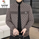 Woodpecker Stand Collar Jacket Men's Velvet Thickened Warm Korean Slim Fit Short Woolen Coat Jacket 8005 Khaki Velvet 2XL 140-160Jin Jin equals 0.5 kg