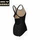 阿瑞娜连体无袖三角泳衣抗氯显瘦遮肚弹力舒适面料专业运动游泳衣黑
