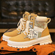 Playboy high-top men's shoes autumn and winter Martin boots men's British desert boots retro fleece work clothes snow boots trendy cotton boots 2000 CPL1255128 yellow 41