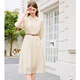 Betu women's spring new dress retro loose French waist slim dress 2402T84 apricot L