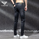 AJ ARMANI JEANS春秋新款牛仔裤男款修身小脚弹力潮牌休闲高端百搭裤子男 683款纯黑色 35