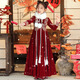 Girls Hanfu Children's New Year's Saludings Ropa de otoño e invierno, además de Velvet, ropa de Año Nuevo, de invierno, estilo chino con estilo de dinastía 9855 rojo 150 cm