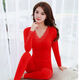 Modal Big Red Autumn Clother y Pantalones de otoño para mujeres 2025 Año del año del año de serpiente del año natal del matrimonio de la novia Conjunto de ropa interior térmica Juego de ropa roja 9905 Big Red M Set [80-130Jin [Jin equivale a 0.5 kg]]