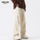 Foss Phil spring and summer pure cotton workwear casual pants men's loose wide-leg breathable paratrooper charge pants FPK27 beige white L