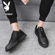 Playboy men's shoes 2025 autumn and winter new casual shoes men's high-end sneakers plus velvet business British leather shoes for men black 41