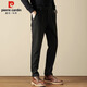 Pierre Cardin business casual pants men's autumn and winter slim woolen pants men's elastic high-end small suit pants black 33