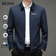 BOSS Men's Winter Slim Jacket Thick Long Sleeve Lapel Embroidered Logo Cotton Loose Large Size Men's Black 2XL 185/ Recommended 165-180Jin Jin is equal to 0.5kg