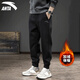 ANTA velvet sweatpants men's 2025 autumn and winter loose trousers casual pants leggings pants men's sweatpants basketball pants -1 basic black/velvet thickened zipper pocket L (175) suitable for 120-140Jin Jin equals 0.5 kg