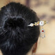 Crystal 925 Silver Hotan Jade Hairpin Ancient Style Hairpin Hairpin Birthday Gift for Girlfriends High-end Niche Practical Acacia Red Bean Hotan Jade Silver Hairpin F482-Gift Box