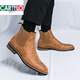Cartelo Chelsea Boots Herren Herbst Atmungsfreie Mitte-Top-Martin-Stiefel Britische Steigerung von High-Top-Lederschuhen Herren Kurzstiefel 8588-10 Schwarz 42 Standard Lederschuhgröße