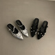S.SOFEA inner heightening Mary Jane single shoes women's spring and summer bow half slippers 838-3 black 35