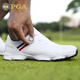 PGA wide golf shoes men's waterproof shoe knob laces anti-side slip fixed spikes soft rubber midsole 301043 white 43