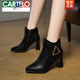 CARTELO high heel short boots for women 2025 spring and autumn new pointed toe thick heel women's boots large size fashion nude boots slim Martin boots women off white 37