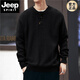 JEEP SPIRIT American retro black knitted Henley sweater men's autumn and winter trendy brand lazy loose casual pullover sweater for men and women Khaki L