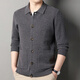 Columbia 100% reine Woll-Strickjacke Herren Revers Frühling und Herbstpullover Jacke Solid Color Casual Herren Mode kaltes Herren-Pullover Blume Rice Kamel L.