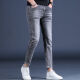 Kurentou Spring y verano Blue Jeans crujientes Pies delgados para hombres Small Foot 2025 New Stretch Men's Pants 9 Crispy Pants Men Q1048 Negro Crispy 30 2ft3
