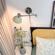 He Jiagong cream style bedroom bedside wall lamp French Bauhaus long pole rocker wall lamp telescopic study reading lamp A style cream lampshade + pull switch style