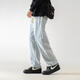 Dingfengbaoluo washed retro jeans men's autumn loose and versatile straight casual long pants men 808 light blue L