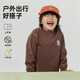 Papa crawling spring children's sweatshirt parent-child clothing for boys and girls long-sleeved tops round neck sweatshirts to keep warm and casual when going out gray green-baby 110