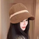 Yinqi Starling Duck Hat Women's Fashion Versatile Spring and Autumn Retro Hepburn Style Corduroy Shopping and Outing Baseball Cap Khaki One Size