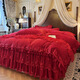 Yalu 2025 new French princess lace baby velvet thickened bed skirt four-piece set winter quilted non-slip bedspread quilt cover Xiangshe Liying-Sakura Pink Bedskirt 1.8*2.2 four-piece set-quilt cover 200*230