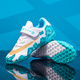 Changxiang huili 2025 Nouvelles filles de football chaussures pour les élèves du primaire tf ongles brisés velcro girl femme respirant boy qui s'entraîne 6199 Orchidées blanches ongles cassés (acheter un + cinq) 29