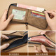 Cardile crocodile wallet men's business casual horizontal short card holder 2023 new multi-card slot wallet anti-degaussing driver's license student model one khaki