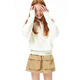 Elle Kids Kids's Clothing French Stand Collar Collar Media cremallera para niños y niñas suéteres de jarro suelto hueco de blancos 150