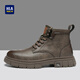 HaiLan Home HLA men's shoes Spring 2025 new Martin boots men's height-enhancing men's Martin boots high-top boots men's non-slip work leather boots brown 39
