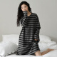 Victoria's Style 2024 New Nightgown for Women's Spring y Autumn Pure Cotton Feelting Pajamas se puede usar en el exterior, ropa de casa a rayas W9764 camisón de manga larga l 90-110Jin [Jin equivale a 0.5 kg]