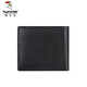 Woodpecker New Men's Wallet Genuine Leather Wallet High-end Men's Short Wallet Ticket Folding Valentine's Day Gift to Boyfriend and Husband Black