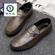 Woodpecker Chaussures masculines en cuir authentique, chaussures de petite cuir noires, une touche de chaussures à la mode, surface en cuir, chaussures de haricots décontractées pour hommes, mocassins pour hommes, YL-D878 Black Flagship Model 44