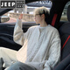 JEEP SPIRIT Henry collar sweater for men in autumn and winter fashion cable pattern blended pullover sweater for men simple warm woolen clothes off-white M