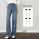 Olrain 2025 new women's autumn and winter narrow straight wide-leg pants, fashionable tall and slim jeans, retro blue M