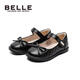 Belle Children's Shoes Girls Black Leather Shoes Spring and Autumn Soft Soled Children's Student Shoes Middle and Older Children's Performance Shoes Black 35