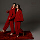 Yuenei Red Pajamas Wedding Newlywed Couple Set Autumn and Winter Women's Thickened Coral Velvet Home Clothes Men's Zodiac Year 24400 Retro Red Women's L (Male 110-140 Jin Jin equals 0.5 kg / Female 110-120 Jin Jin equals 0.5 kg)