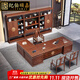 Ji Bosongjia new Chinese solid wood desk ebony wood boss desk bookcase Zen chairman desk and chair president executive desk combination North American ash wood 2.0m boss desk with side table