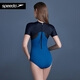 Speedo dreieckiger Badeanzug Frauen Heißer Frühlingsurlaub Sonnenschutz, Chlor-resistente schlanke Passform, Innen- und Schwimmtraining im Freien, Schwarz/Blau (8-13962) 34 (M Höhe 160-164 cm Gewicht 50-57 kg)
