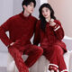 Victoria style wedding pajamas winter coral velvet couple red newlywed men and women plus velvet thickened home clothes can be worn outside the suit 9838 M women