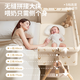 Qiaole Bear Baby Crib Aluminum Alloy Portable Cradle Bed Foldable Multifunctional Baby Bed Newborn Spliced Large Bed Wood Grain Aluminum-Xingyue Rice Mosquito Net Style Free Memory Foam Pad + Storage Basket + Mosquito Net 920mm*570mm/No Installation