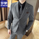 ROMON high-end suit suit men's slim large size suit business professional formal dress groom and best man wedding dress black suit + vest + trousers M