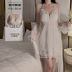 Sexy Unterwäsche Herbst und Winter plus Brustpolster großer Größe Reine Schleudernacht für Frauen Außengewand und Hauskleidung Set P3886 Green (Außengewand + Gürtel) xl