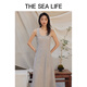 
THE SEA LIFE French large skirt dress for women 24 summer sleeveless simple round neck mid-length dress 16822 Glimmer green S
