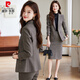 Pierre Cardin woolen blazer women's 2025 new autumn and winter thickened professional temperament work clothes suit suit dark gray suit + trousers XL